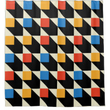 Duschvorhang mit bunten Quadraten