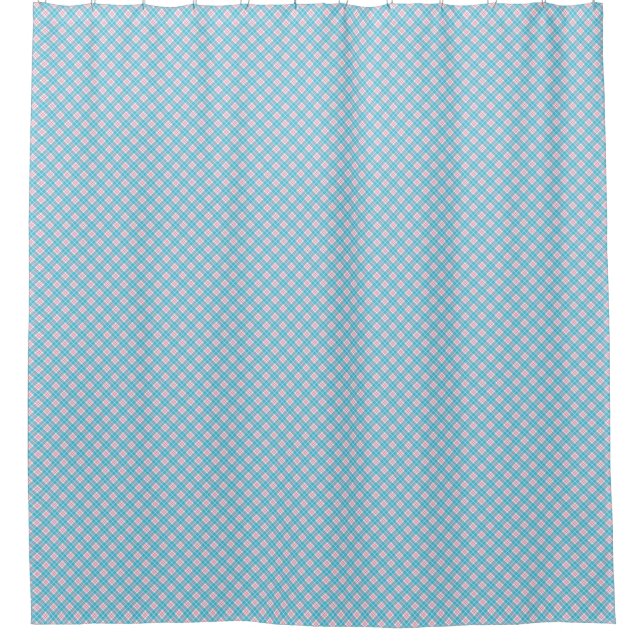 Duschvorhang mit einem hellblauen und weißen  (Vorderseite)