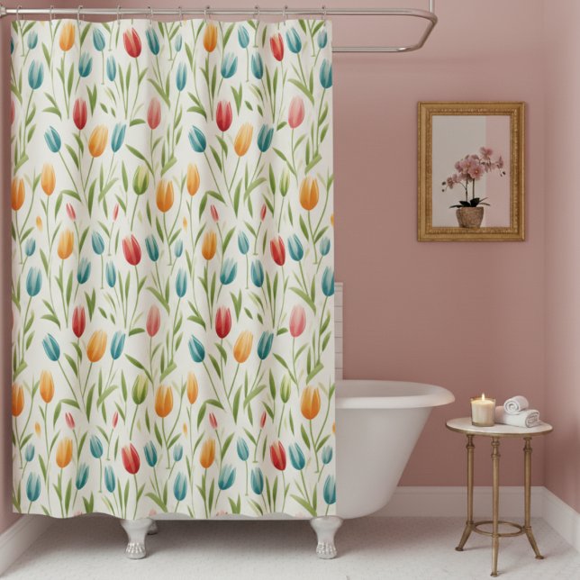 Duschvorhang mit floralem Muster (colorful fun spring tulips floral garden shower curtain)