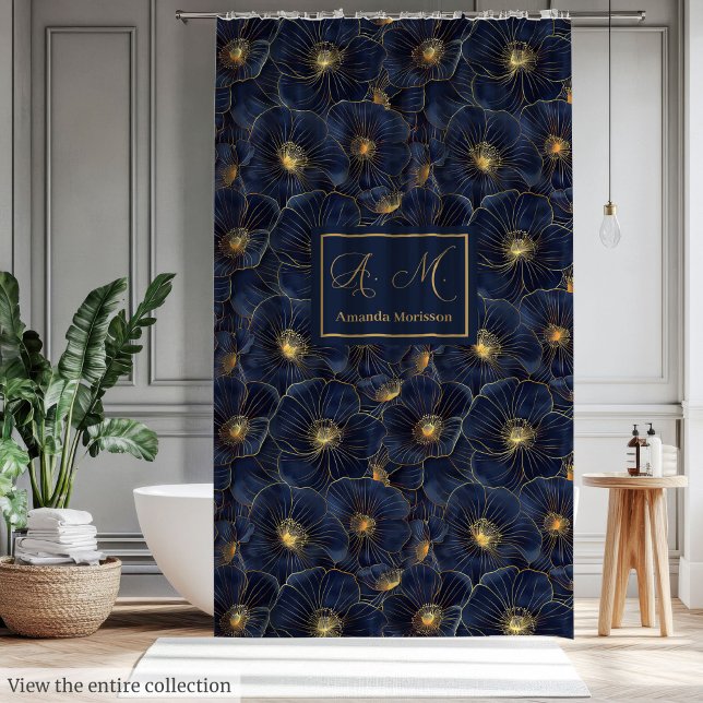 Duschvorhang mit individuellem Namen und floralem  (Custom Name Floral Personalized Shower Curtain)