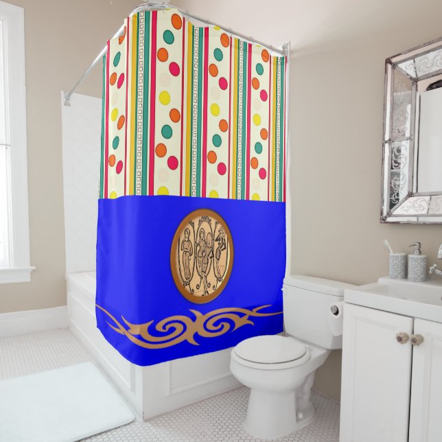 Duschvorhang mit Regenbogenfarben (Beispiel)