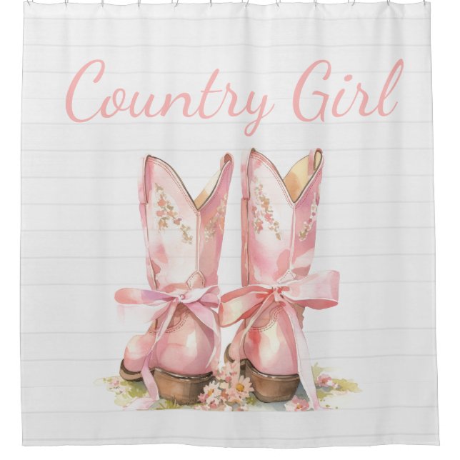 Duschvorhang mit rosa Country Cowgirl (Vorderseite)