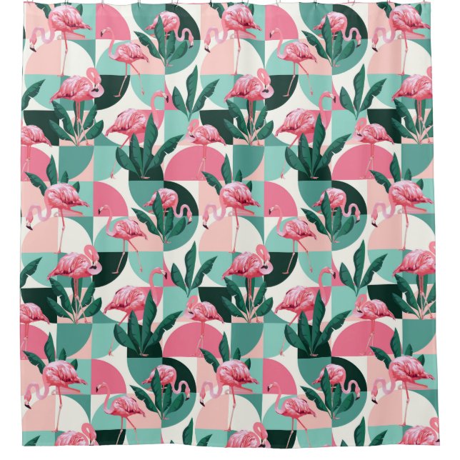 Duschvorhang mit tropischem Muster (Vorderseite)