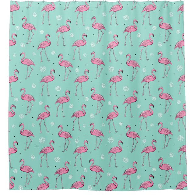 Duschvorhang mit tropischem Muster (Vorderseite)