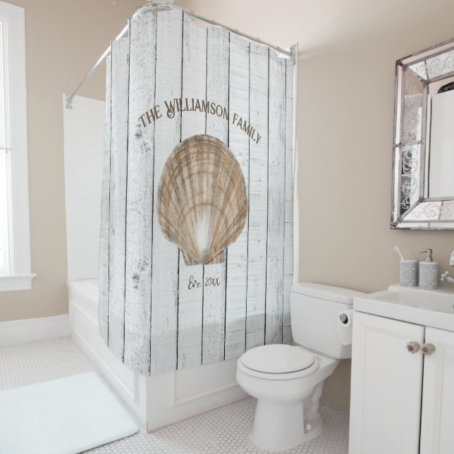 Duschvorhang mit Vintager Muschel (Beispiel)