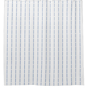 Duschvorhang mit weißem und blauem Punkt Pinstripe