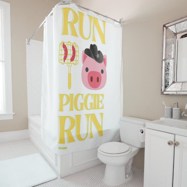 Duschvorhang "RUN PIGGIE" (Beispiel)