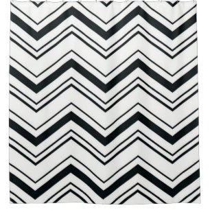 Duschvorhang/Schwarz und Weiß Zig Zags Duschvorhang