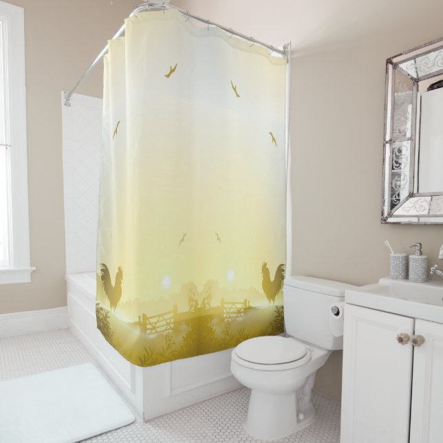 Duschvorhang Sunny Morning Farm Land Rustic S (Beispiel)