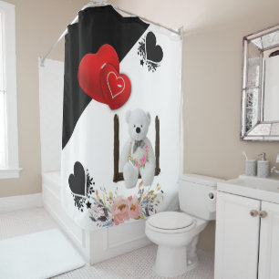 Duschvorhang Teddy Bären Blumen