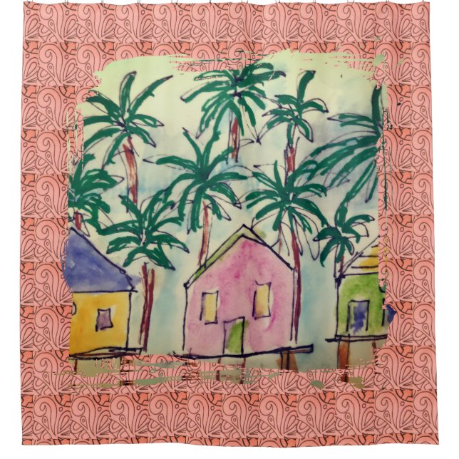 Duschvorhang tropische Farbe Stroke (Vorderseite)