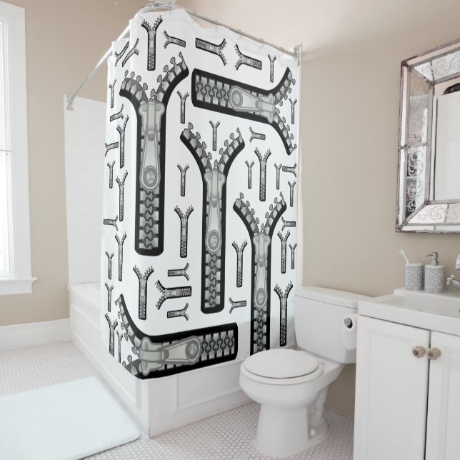 Duschvorhang weiße Zipper (Beispiel)