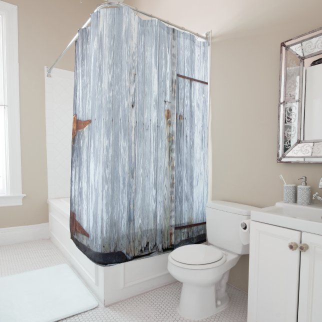 Duschvorhang Weißer Wash Holz Barn Door Land R (Beispiel)