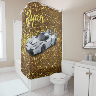 Duschvorhang White Racecar Gold