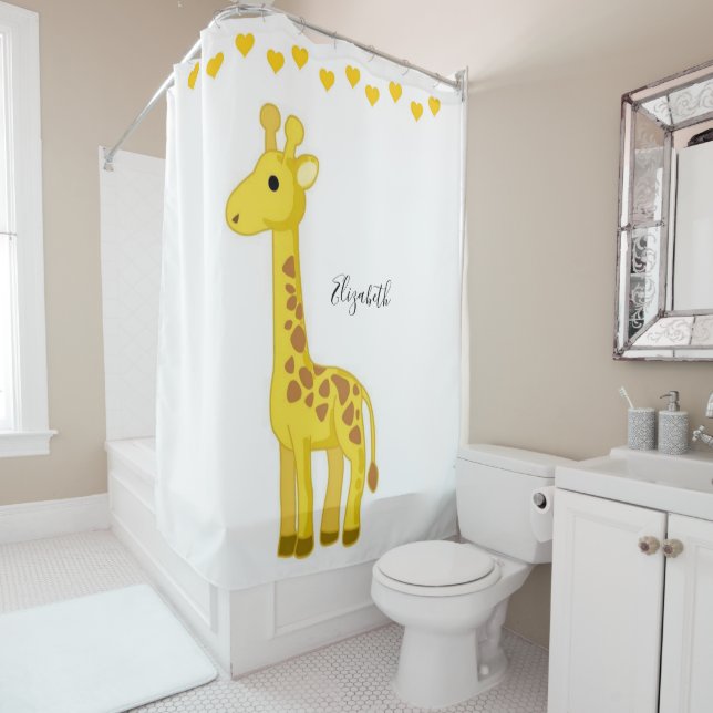 Duschvorhang Yellow Giraffe Herzen (Beispiel)