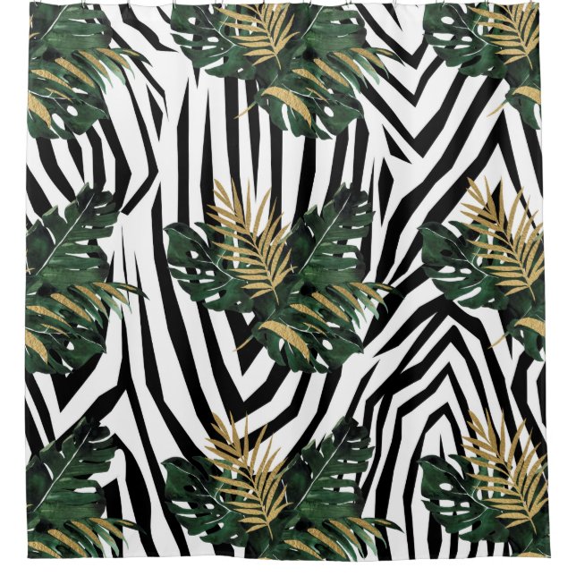 Duschvorhang Zebra Print Tropical (Vorderseite)
