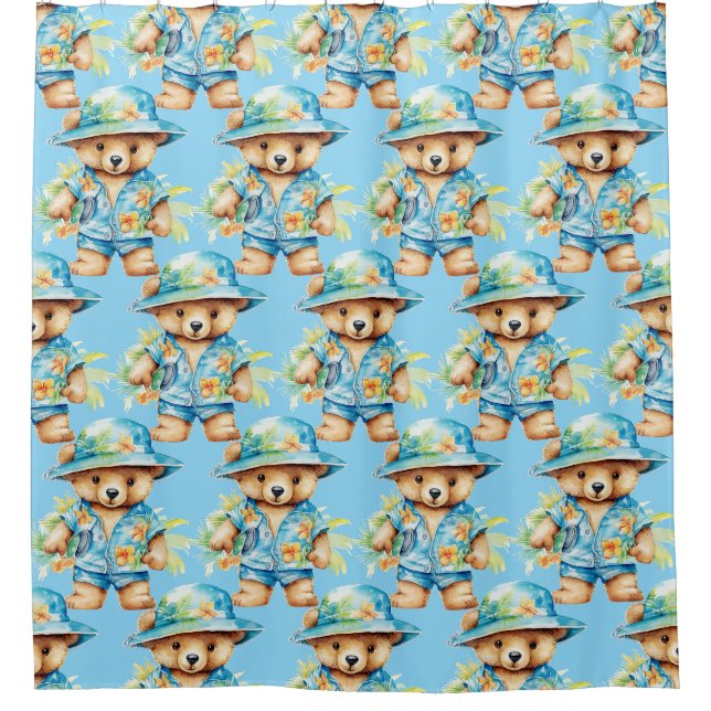 Duschvorhänge aus dem blauen Teddy-Bären Duschvorhang (Vorderseite)
