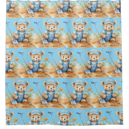 Duschvorhänge aus dem blauen Teddy-Bären Duschvorhang