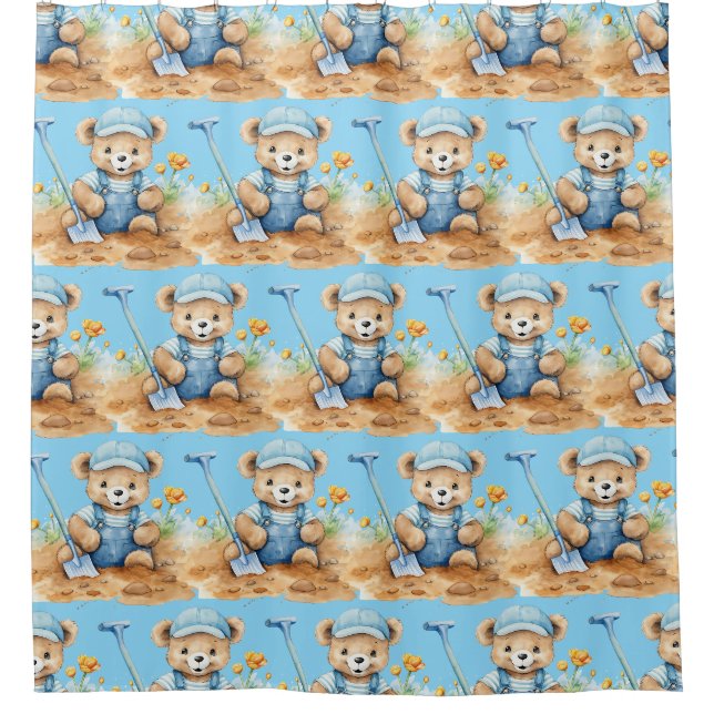 Duschvorhänge aus dem blauen Teddy-Bären Duschvorhang (Vorderseite)