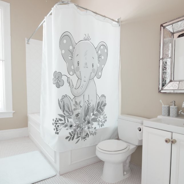Duschvorhänge Elephant Floral Duschvorhang (Beispiel)