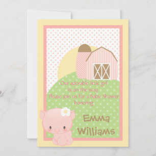 Düsen Farm Pig Babydusche Einladung pink-blau