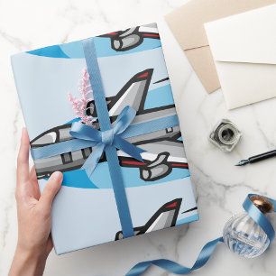 Düsenflugzeug für Luftfahrtfans Geschenkpapier