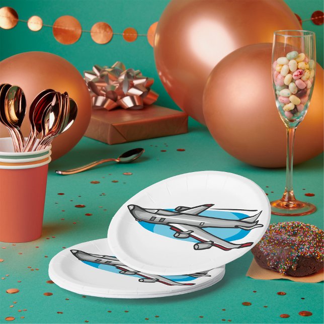 Düsenflugzeug für Luftfahrtfans Pappteller (Von Creator hochgeladen)