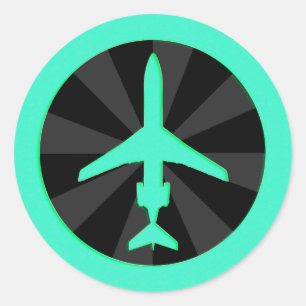 Düsenflugzeug Runder Aufkleber