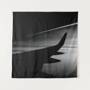 Düsenflugzeuge in Schwarz und Weiß Wandteppich