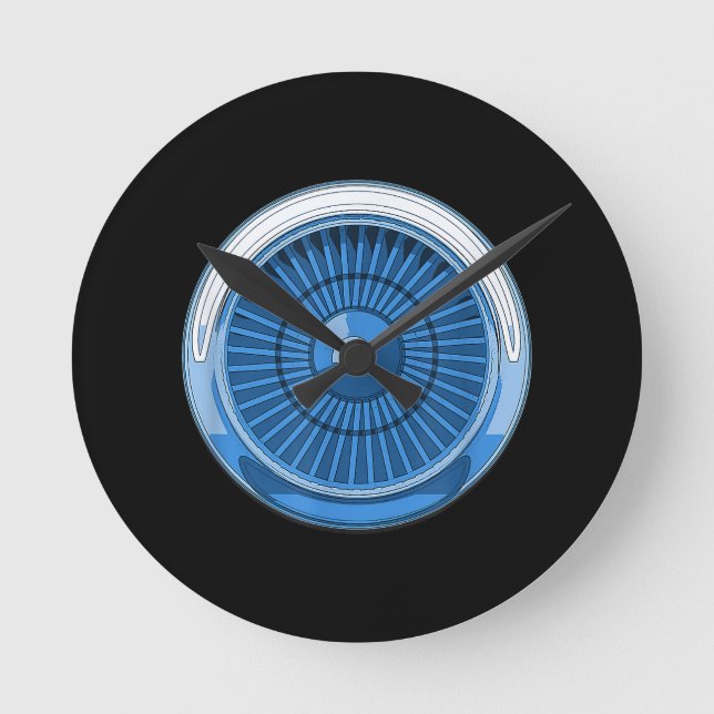 Düsentriebwerk Runde Wanduhr (Vorderseite)