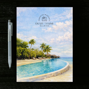 Dusit Thani Maldives   Souvenir Aquarell Reise Postkarte