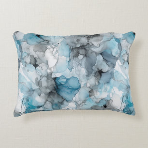Dusk Blue Gray Alcohol Liquid Ink Wirbel Dekokissen