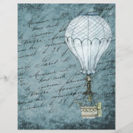 Dusk Blue Hot Air Ballon Steampunk Handwriting