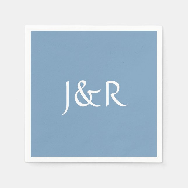 Dusk Blue Monogram Paper Napkins Serviette (Vorderseite)
