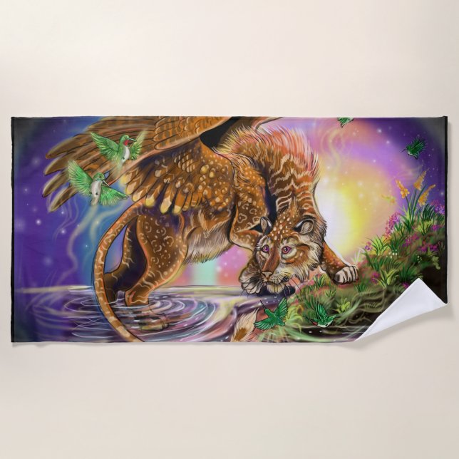 Dusk Hunter Flying Cat Strandtuch (Vorderseite)