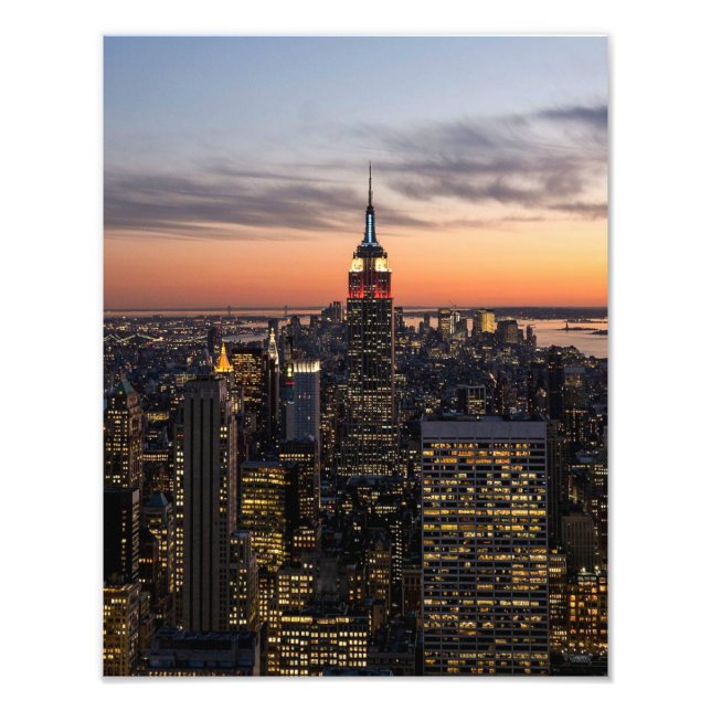 Dusk tombe sur Manhattan - Photo Print (Devant)