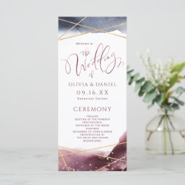Dusk Watercolor Geometric Modern Wedding Program Menükarte