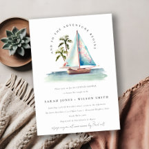 Dusky Aquamarin Sailboat Palm Seascape Paare Dusch
