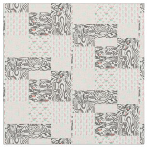 Dusky Black Grau, White, Red & Green Design Stoff