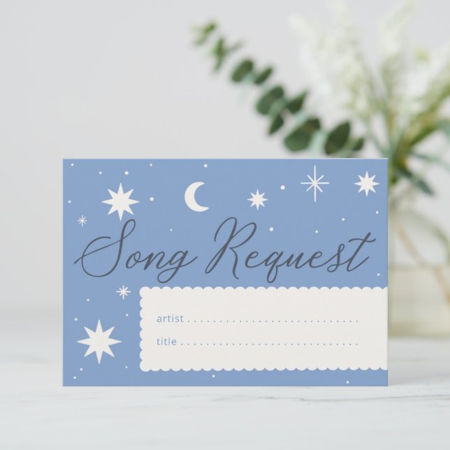 Dusky Blue Boho Stern Hochzeitsmusikkarte RSVP Karte (Stehend Vorderseite)