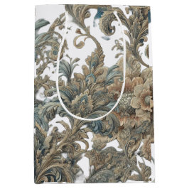 Dusky Blue Floral Brocade Muster Mittlere Geschenktüte