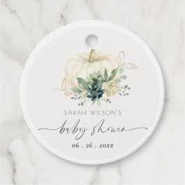 Dusky Blue Green Succulent Pumpkin Baby Dusche Geschenkanhänger