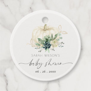 Dusky Blue Green Succulent Pumpkin Baby Dusche Geschenkanhänger