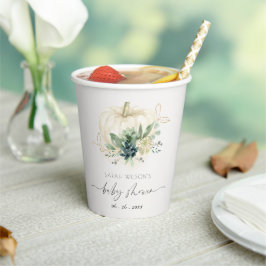 Dusky Blue Green Succulent Pumpkin Baby Dusche Pappbecher