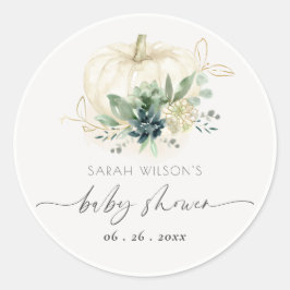 Dusky Blue Green Succulent Pumpkin Baby Dusche Runder Aufkleber