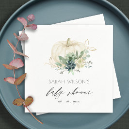 Dusky Blue Green Succulent Pumpkin Baby Dusche Serviette