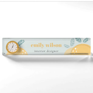 Dusky Blue Niedlich Lemon Abstrakt Bold Fruchtzitr Namensplakette
