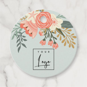 Dusky Blue Orange Blush Ambrosia Floral Logo Geschenkanhänger