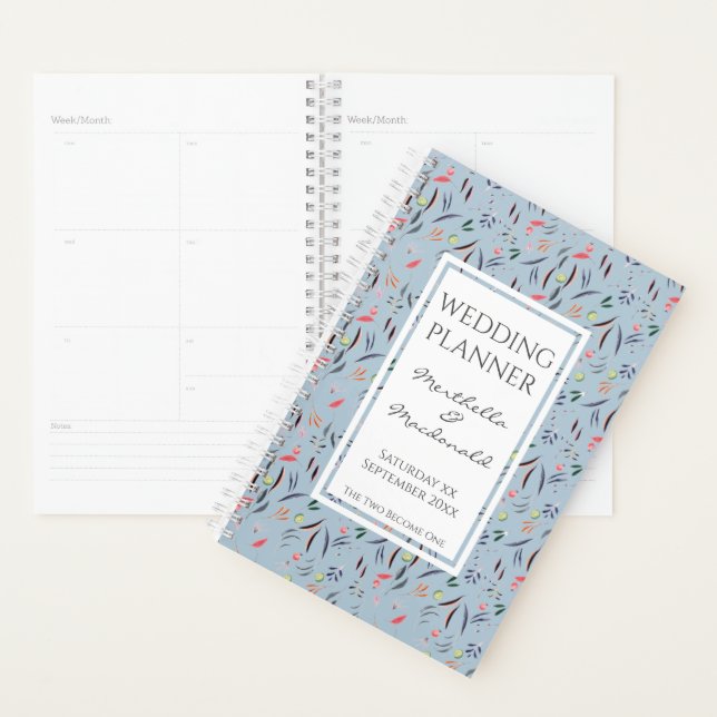 Dusky Blue Personalisiert Floral WEDD Planer (Anzeige)