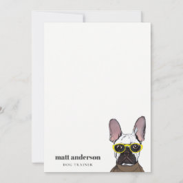 Dusky Blue Retro Blue Bulldog Dog Trainer Mitteilungskarte